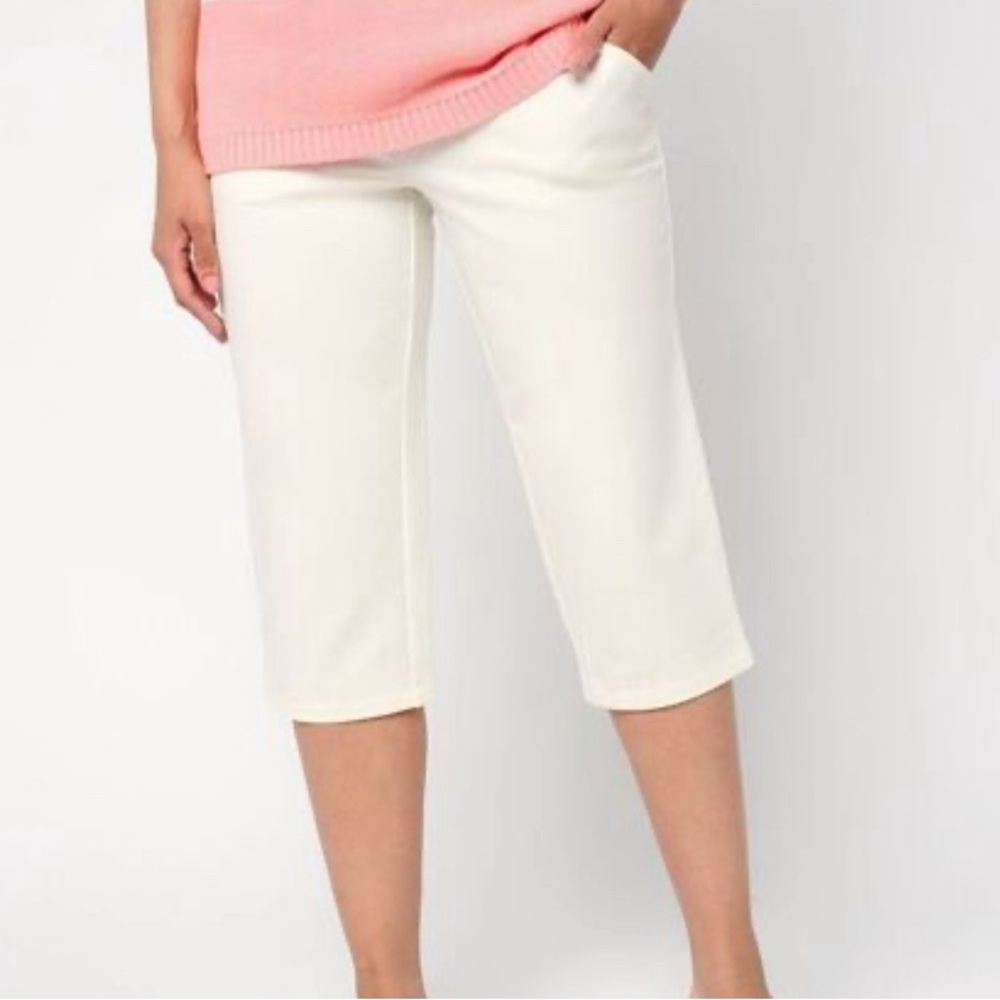 New Denim & Co. EasyWear French Terry Capri Natural size 2XP